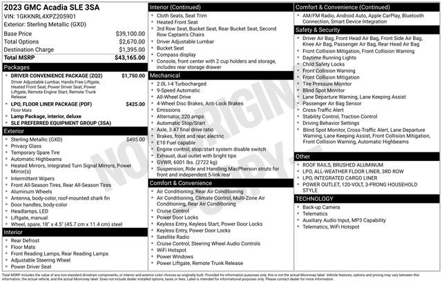 Used 2023 GMC Acadia SLE w/ Driver Convenience Package AWD/4WD image 5
