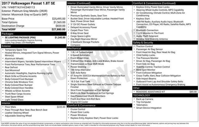 Used 2017 Volkswagen Passat 1.8T SE w/ SE Lighting Package FWD image 10
