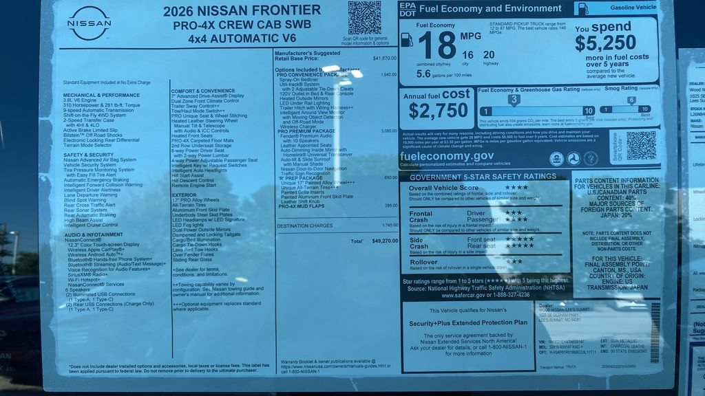 New 2026 Nissan Frontier PRO-4X w/ Pro Premium Package AWD/4WD image 13