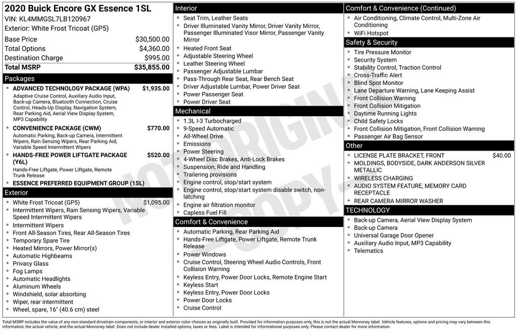 Used 2020 Buick Encore GX Essence w/ Advanced Technology Package image 6