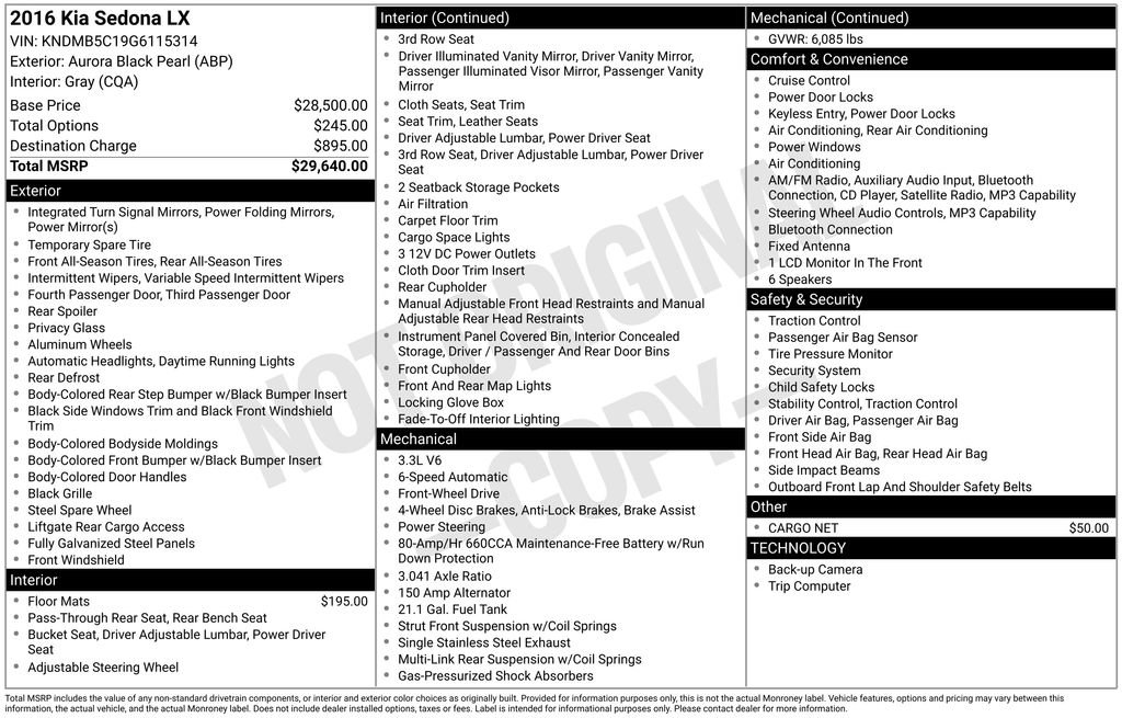 Used 2016 Kia Sedona LX image 3