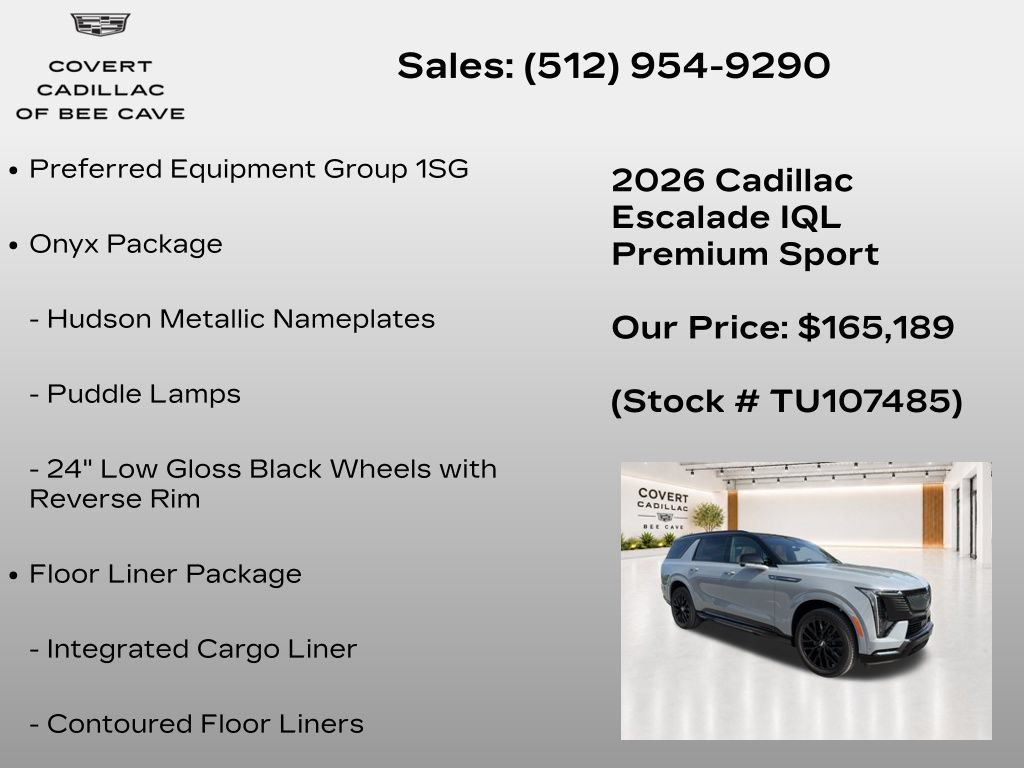 New 2026 Cadillac Escalade IQL Sport 2 w/ LPO, ONYX Package AWD/4WD image 7