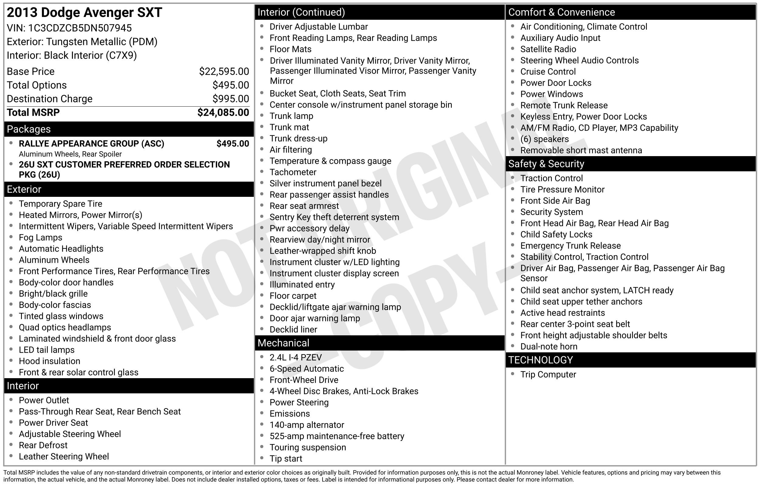 Used 2013 Dodge Avenger SXT w/ Rallye Appearance Group FWD image 35