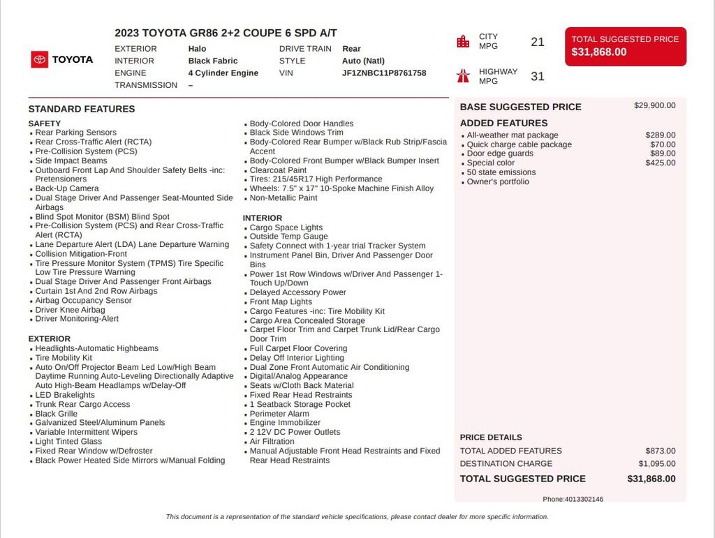 Used 2023 Toyota GR86 w/ ALL Weather Mat Package (TMS) image 6