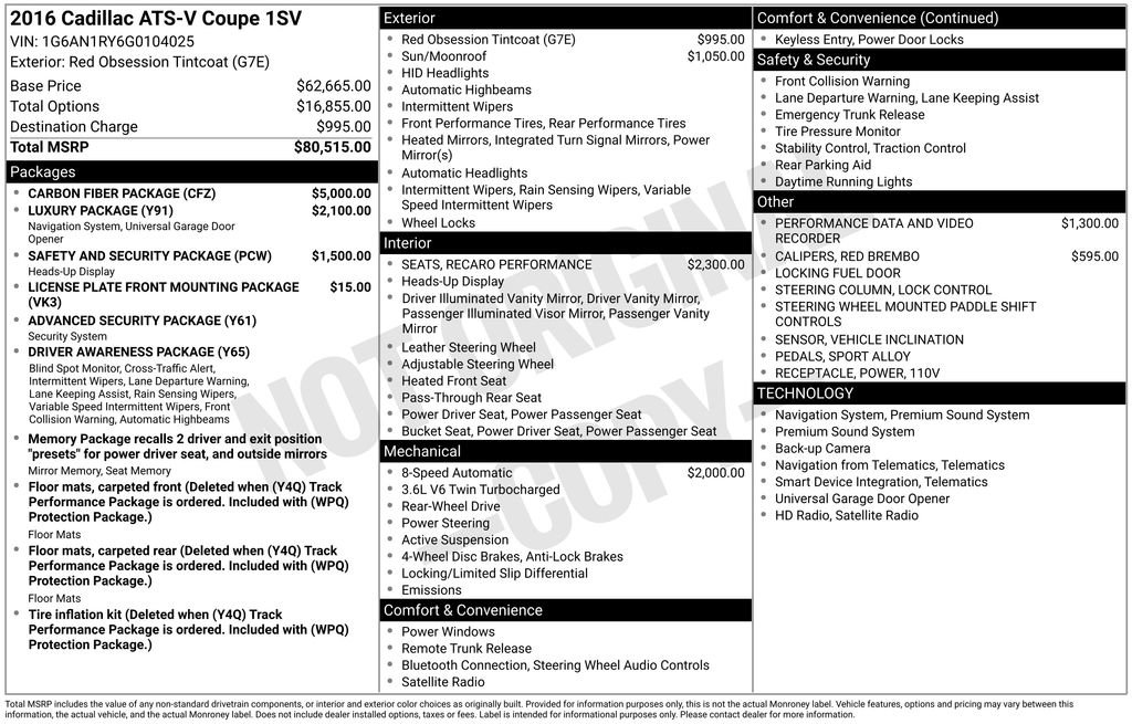 Used 2016 Cadillac ATS V w/ Carbon Fiber Package RWD image 18