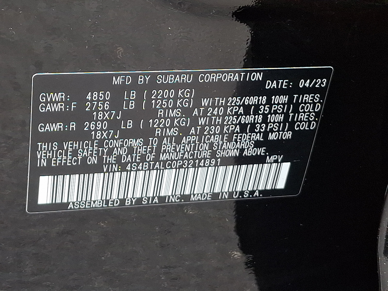 Certified 2023 Subaru Outback Onyx Edition AWD/4WD image 27