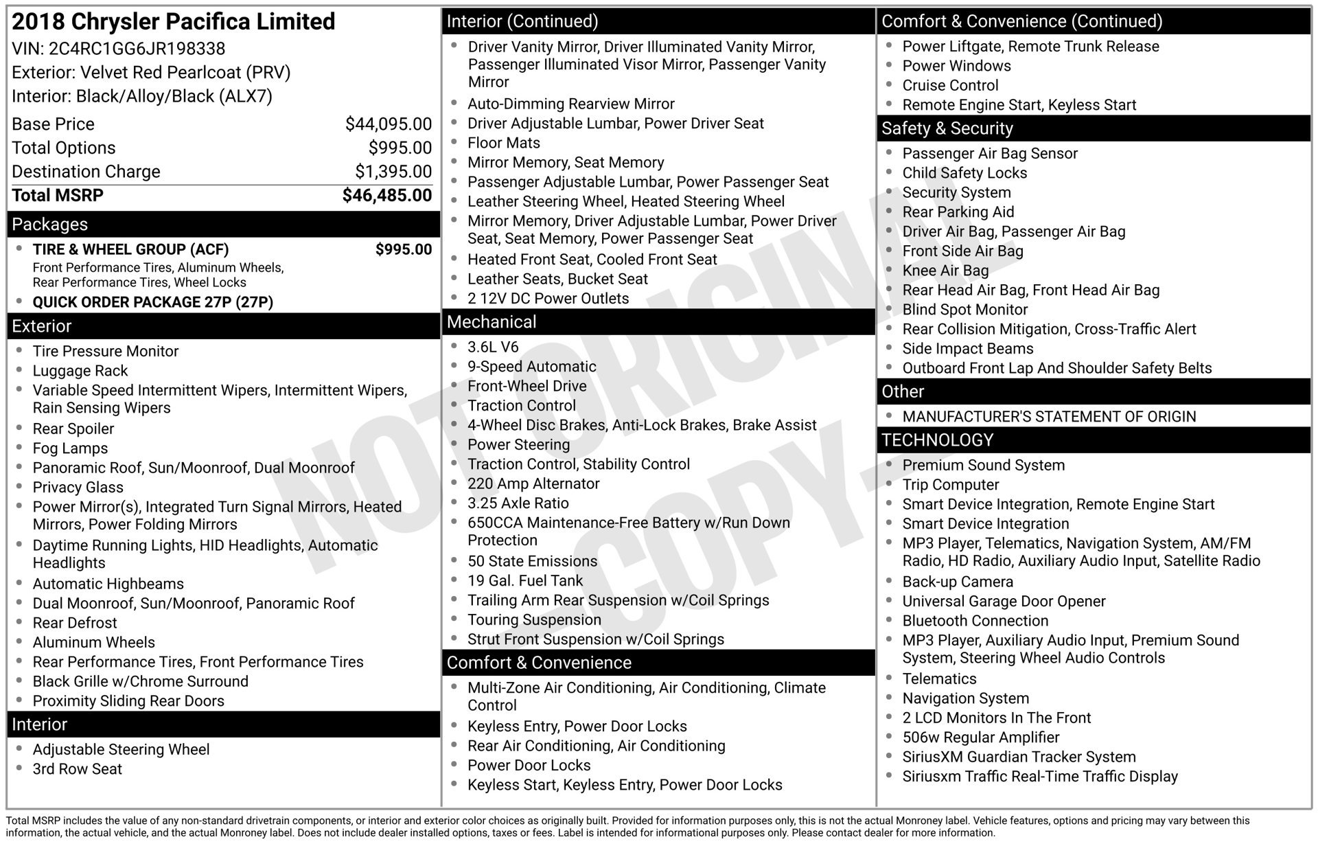 Used 2018 Chrysler Pacifica Limited w/ Tire & Wheel Group FWD image 3