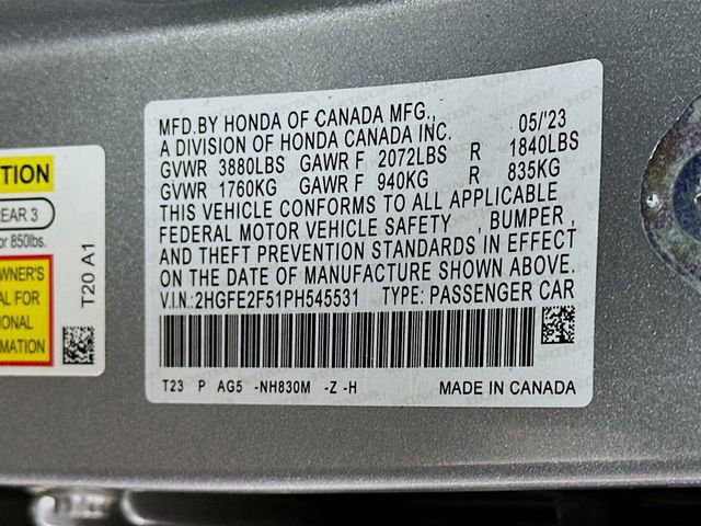 Certified 2023 Honda Civic Sport image 32