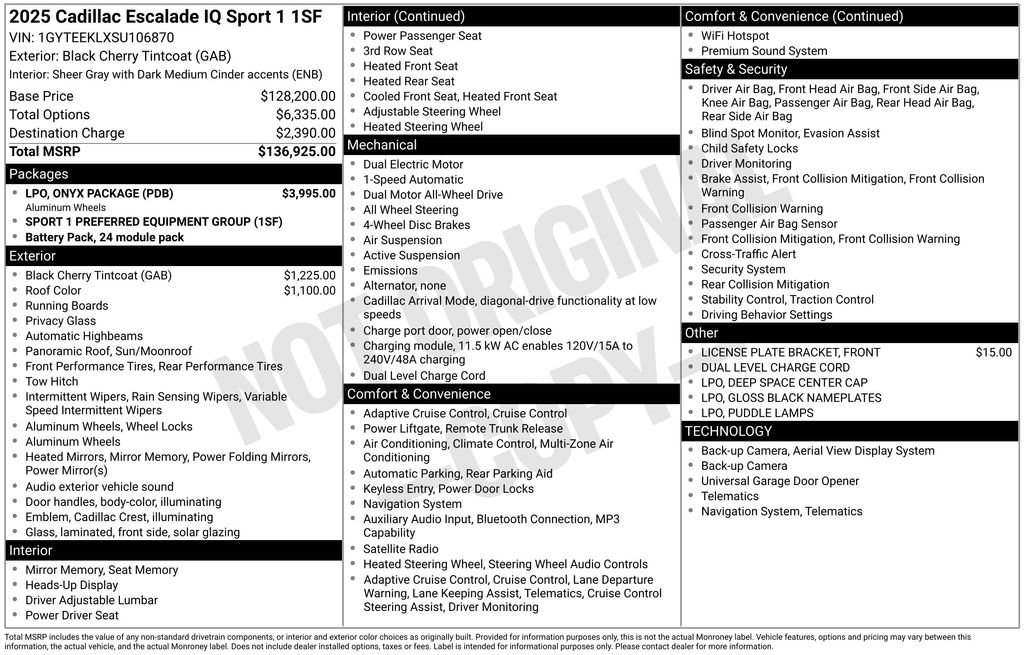 New 2025 Cadillac Escalade IQ Sport 1 w/ LPO, ONYX Package AWD/4WD image 44