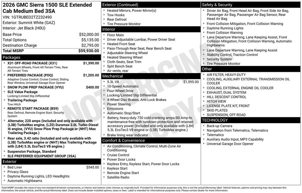 Certified 2026 GMC Sierra 1500 SLE w/ X31 Off-Road Package AWD/4WD image 5