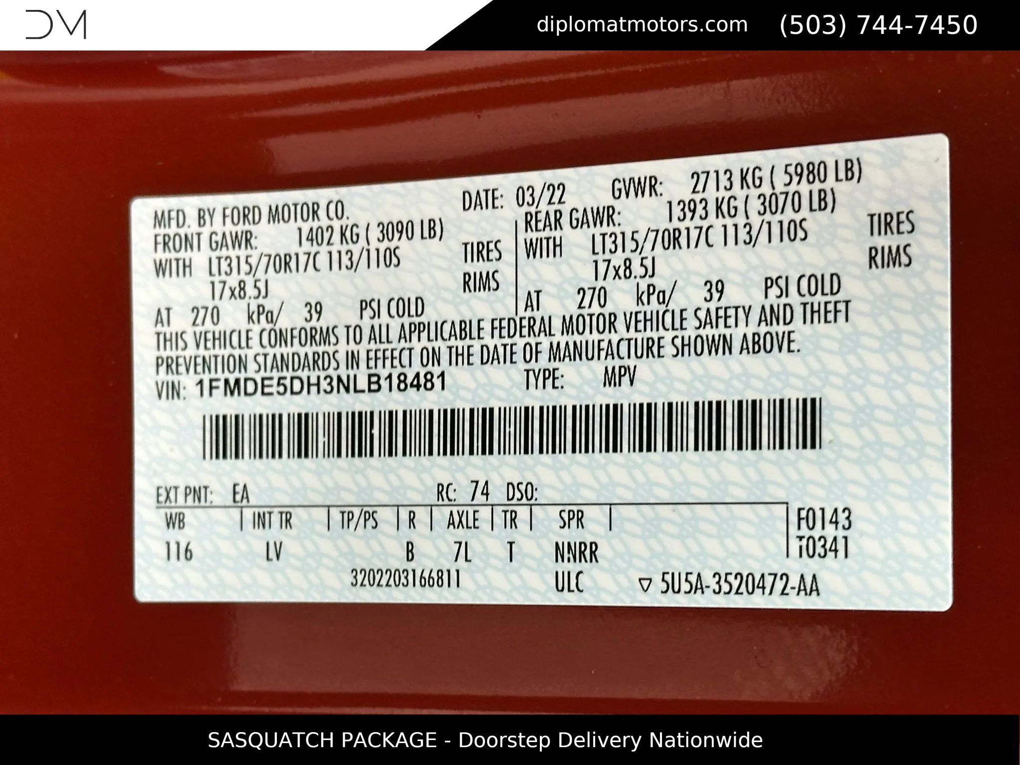 Used 2022 Ford Bronco Big Bend w/ Sasquatch Package image 53