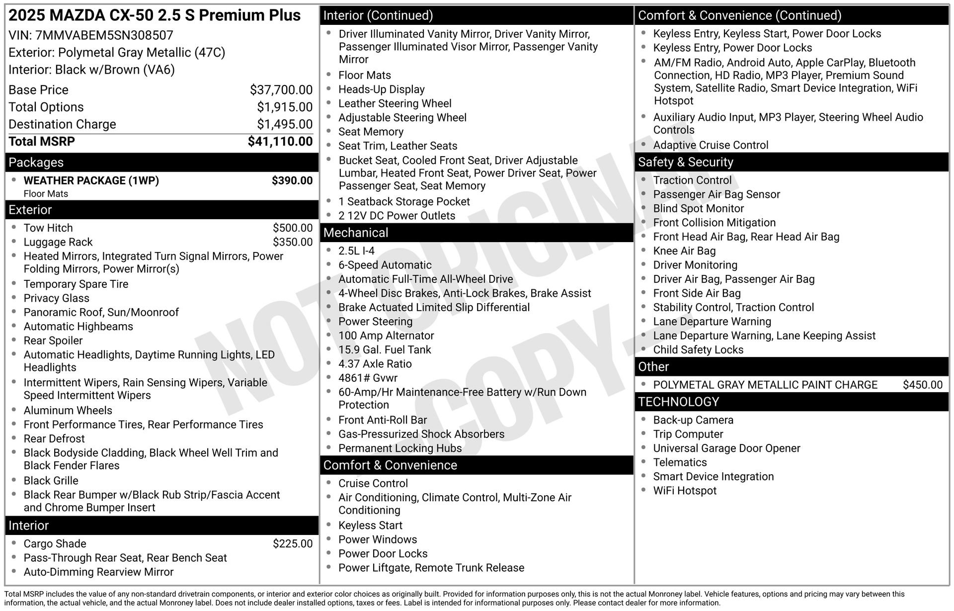 Used 2025 MAZDA CX-50 AWD 2.5 S w/ Weather Package image 42