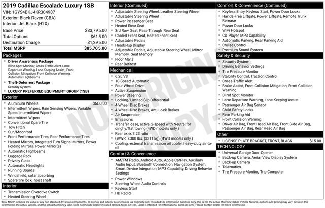 Used 2019 Cadillac Escalade Luxury image 65