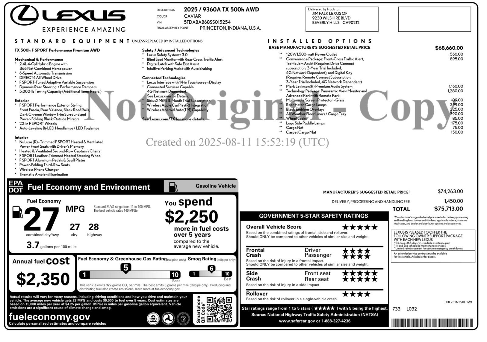 Used 2025 Lexus TX 500h AWD w/ Technology Package image 54