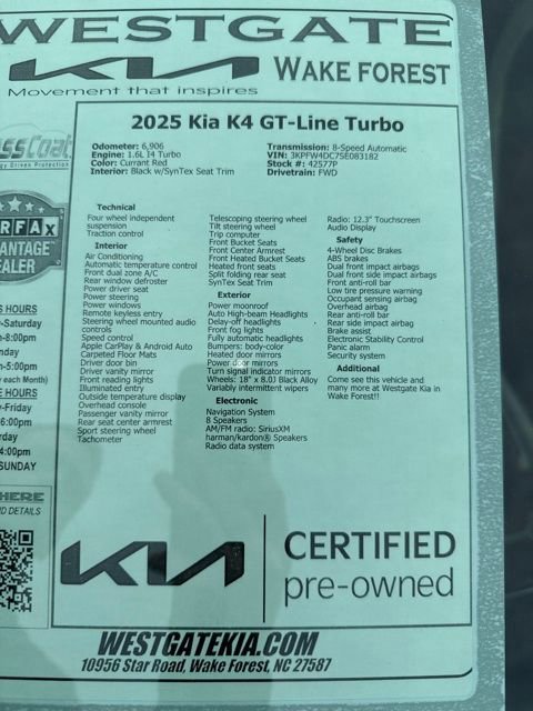 Certified 2025 Kia K4 GT-Line Turbo image 32