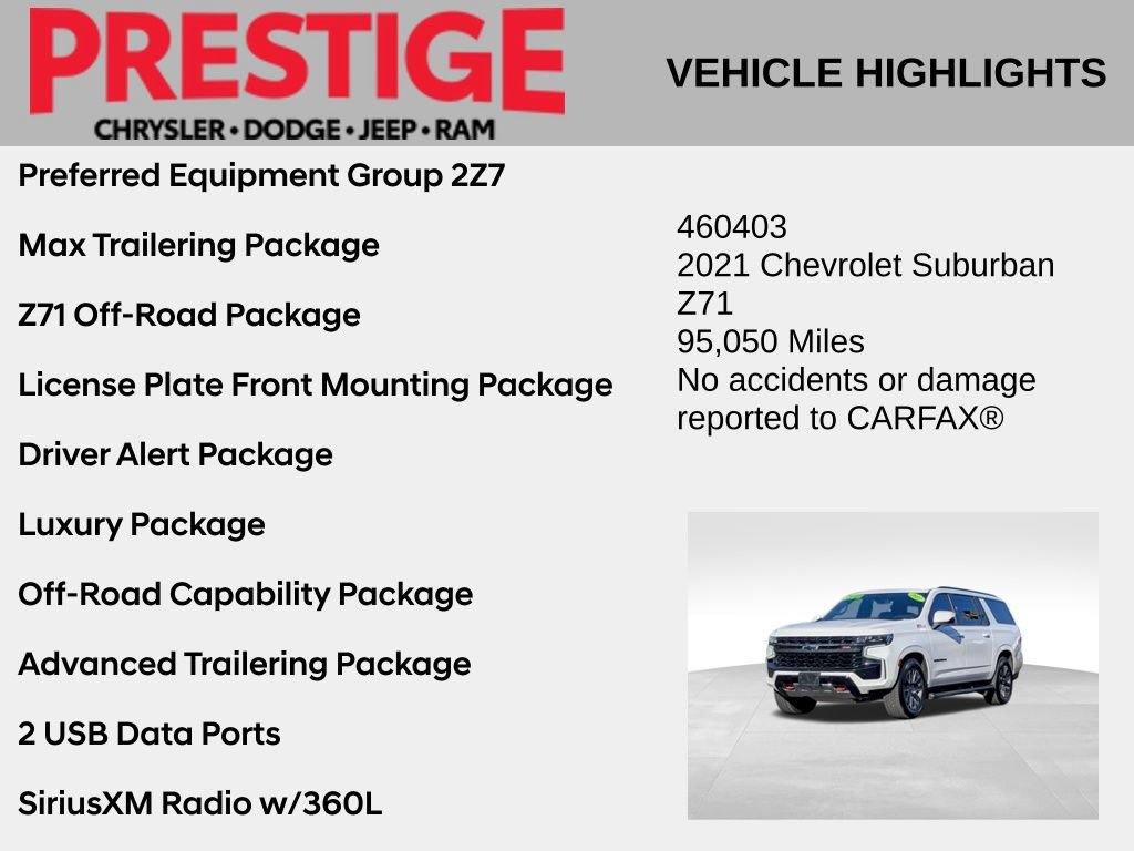 Used 2021 Chevrolet Suburban Z71 w/ Z71 Off-Road Package AWD/4WD image 2