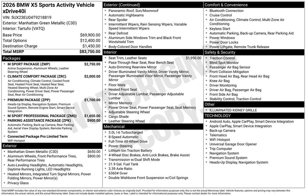 Used 2026 BMW X5 xDrive40i w/ M Sport Package image 70