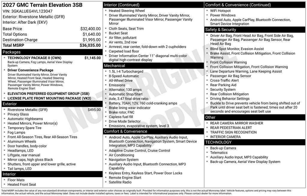 New 2027 GMC Terrain Elevation w/ Technology Package II AWD/4WD image 5
