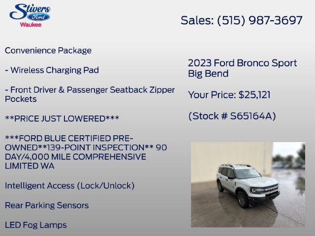 Certified 2023 Ford Bronco Sport Big Bend w/ Convenience Package AWD/4WD image 16