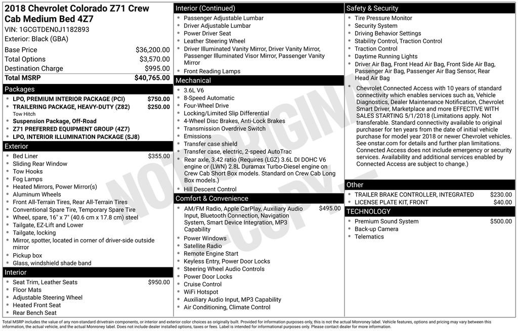 Used 2018 Chevrolet Colorado Z71 w/ LPO, Premium Interior Package AWD/4WD image 27