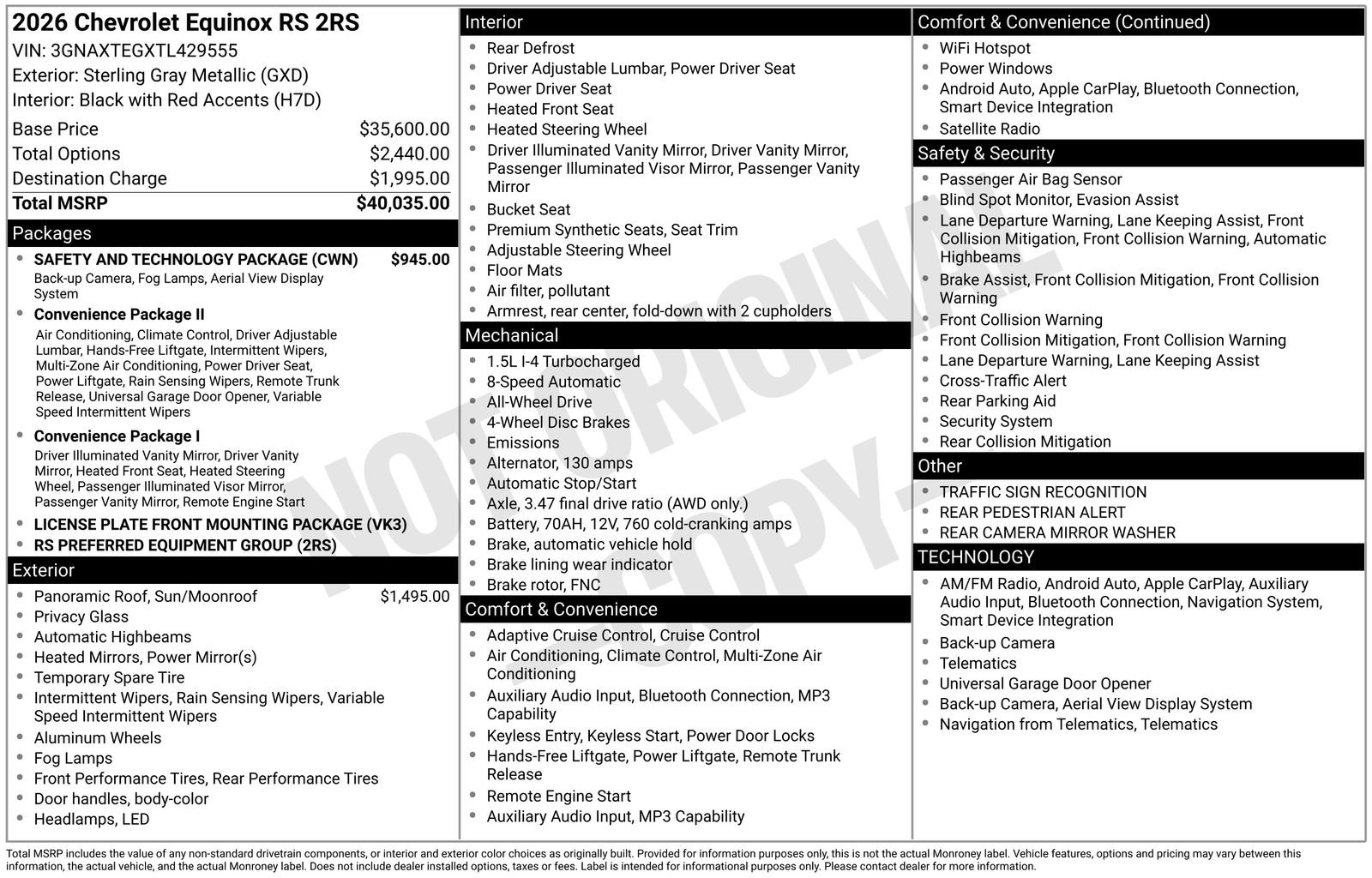 New 2026 Chevrolet Equinox RS w/ Safety and Technology Package AWD/4WD image 4