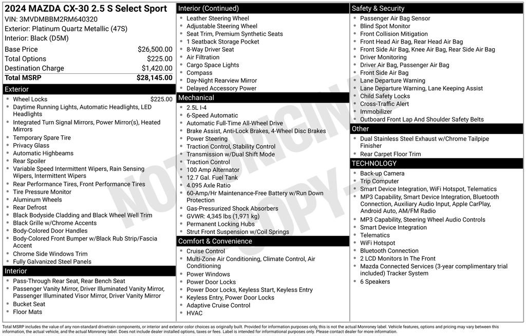 Used 2024 MAZDA CX-30 AWD 2.5 S w/ Select Sport Pkg image 16