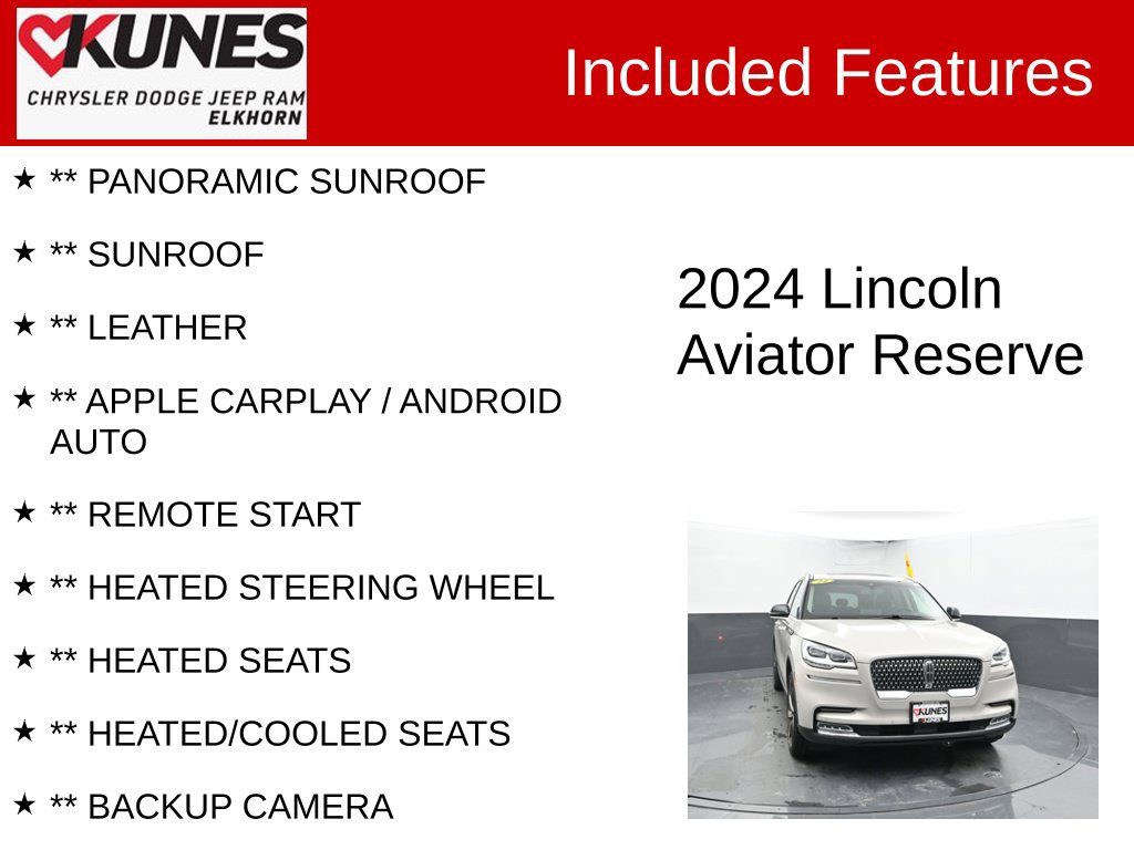 Used 2024 Lincoln Aviator Reserve w/ Equipment Group 201A AWD/4WD image 2