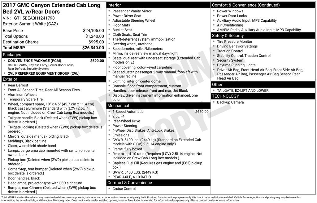 Used 2017 GMC Canyon W/T w/ Convenience Package RWD image 30