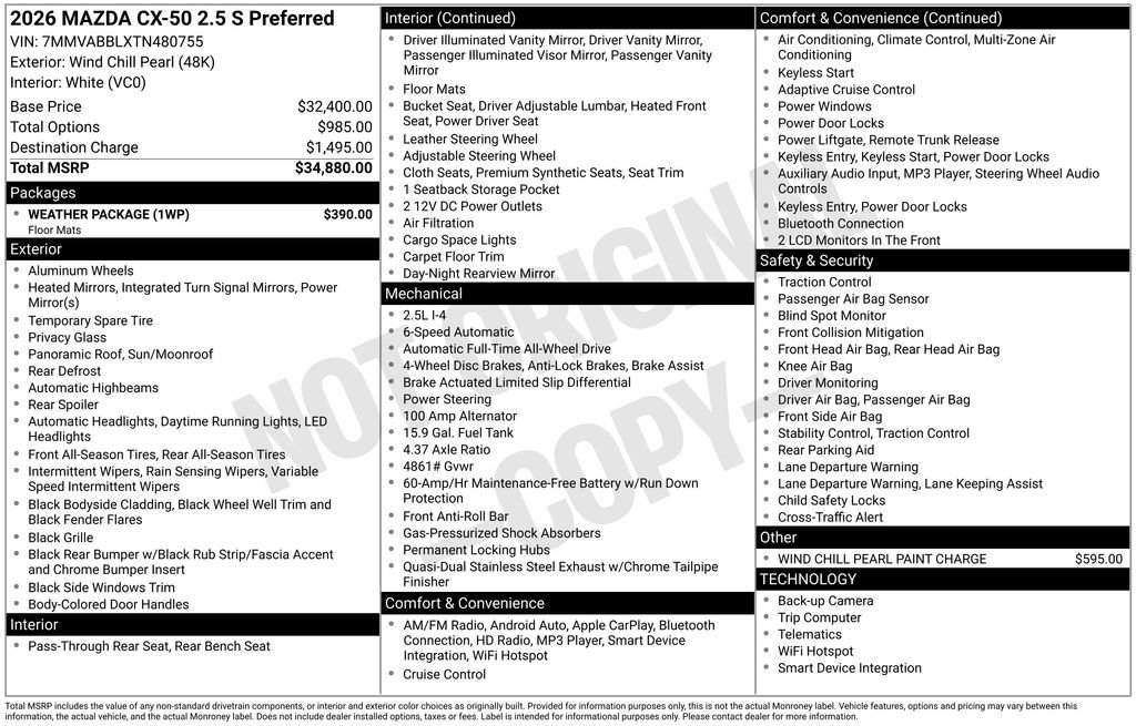 New 2026 MAZDA CX-50 AWD 2.5 S w/ Weather Package image 35