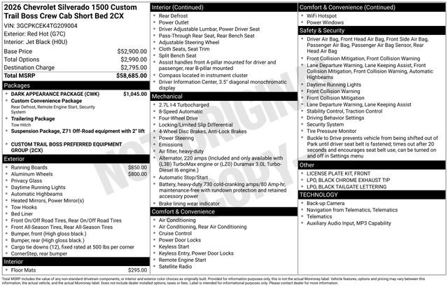 New 2026 Chevrolet Silverado 1500 Custom Trail Boss w/ Dark Appearance Package AWD/4WD video 2