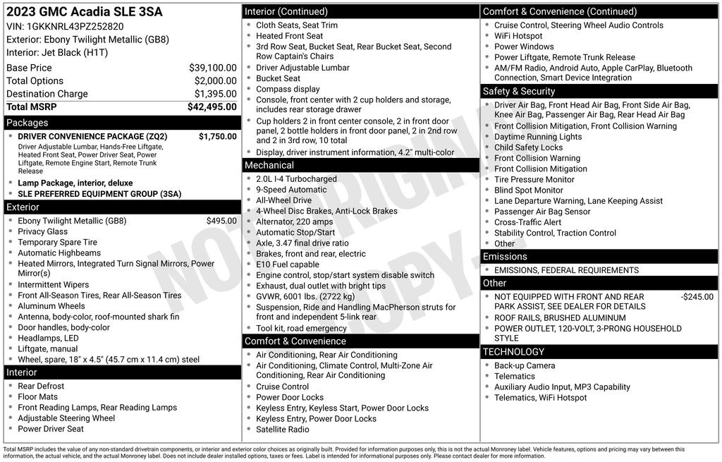 Used 2023 GMC Acadia SLE w/ Driver Convenience Package image 30