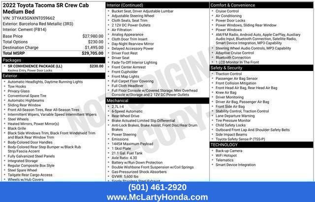 Used 2022 Toyota Tacoma SR w/ SR Convenience Package RWD image 20