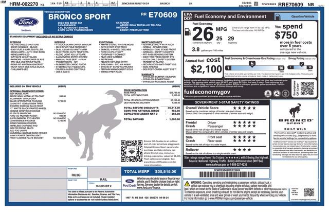 Used 2024 Ford Bronco Sport Big Bend w/ Convenience Package AWD/4WD image 5