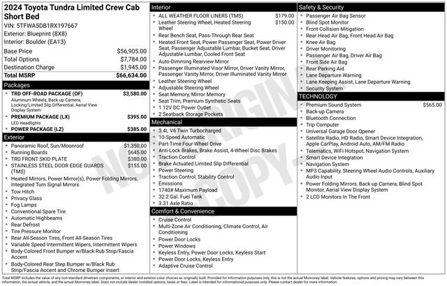 Used 2024 Toyota Tundra Limited w/ TRD Off-Road Package AWD/4WD image 4