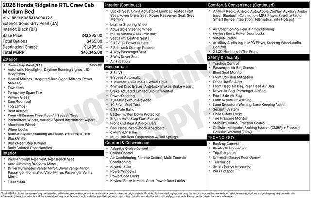 New 2026 Honda Ridgeline RTL image 32