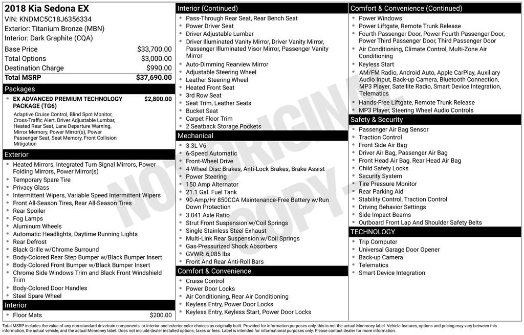 Used 2018 Kia Sedona EX image 41