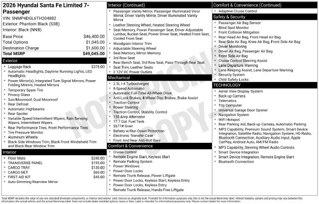 New 2026 Hyundai Santa Fe Limited AWD/4WD image 51