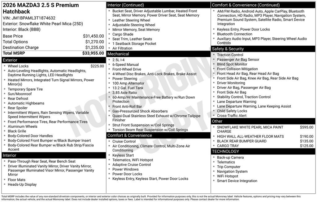 New 2026 MAZDA MAZDA3 2.5 S Hatchback w/ Premium Pkg image 39