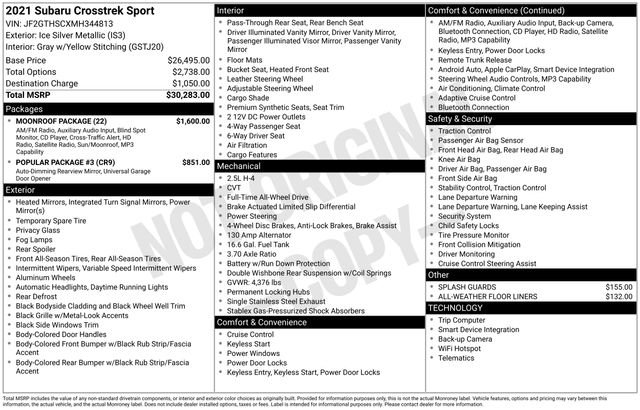 Used 2021 Subaru Crosstrek 2.5i Sport w/ Moonroof Package image 7