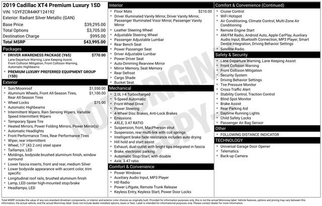 Used 2019 Cadillac XT4 Premium Luxury w/ Driver Awareness Package FWD image 16
