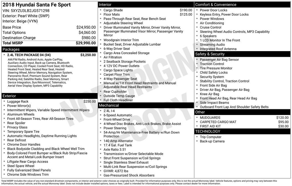 Used 2018 Hyundai Santa Fe Sport w/ 2.4L Tech Package 04 image 6