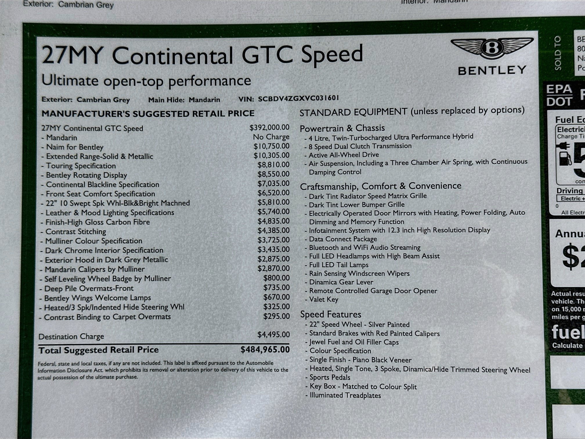 New 2027 Bentley Continental GTC Speed AWD/4WD image 28