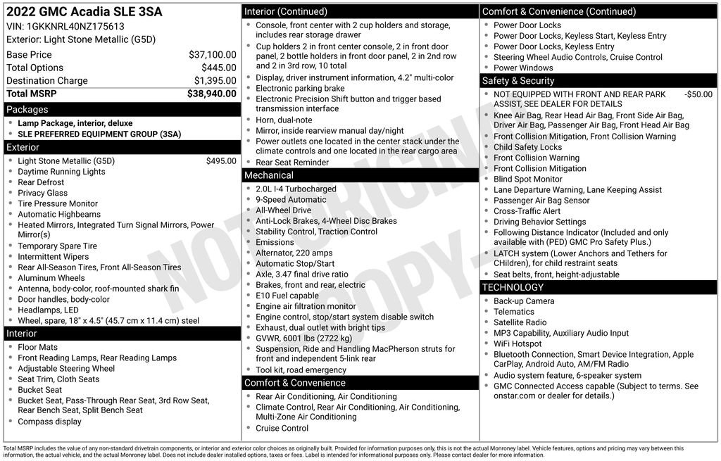 Used 2022 GMC Acadia SLE AWD/4WD image 21