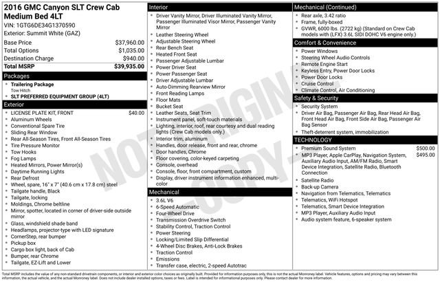 Used 2016 GMC Canyon SLT AWD/4WD image 34
