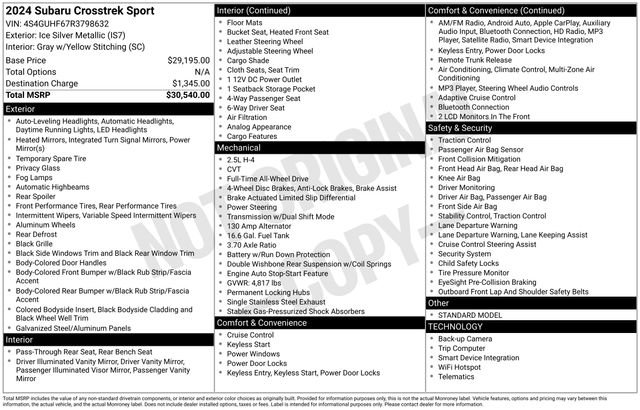 Certified 2024 Subaru Crosstrek 2.5i Sport AWD/4WD image 3