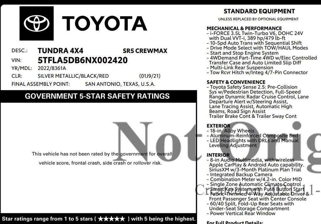Used 2022 Toyota Tundra SR5 w/ Advanced Technology Package AWD/4WD image 17