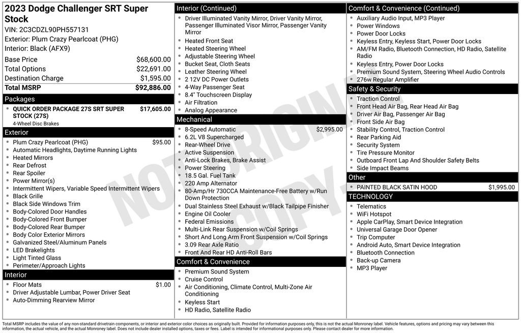 Used 2023 Dodge Challenger SRT Super Stock RWD image 49