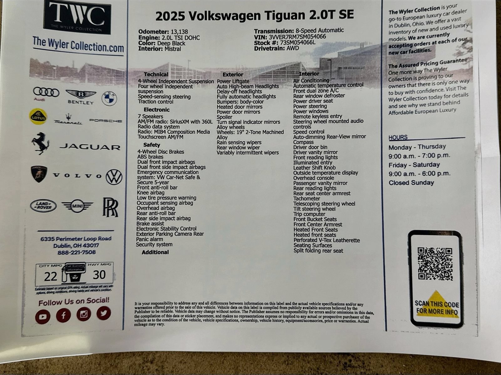 Certified 2025 Volkswagen Tiguan SE AWD/4WD image 45