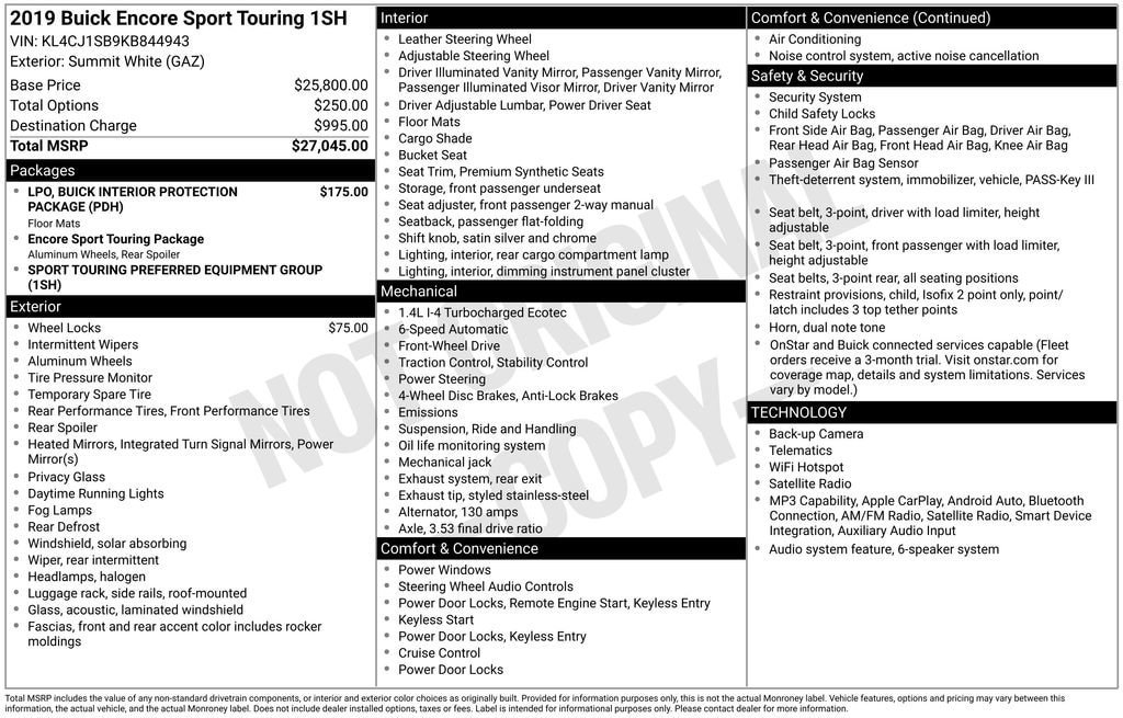 Certified 2019 Buick Encore Sport Touring FWD image 10