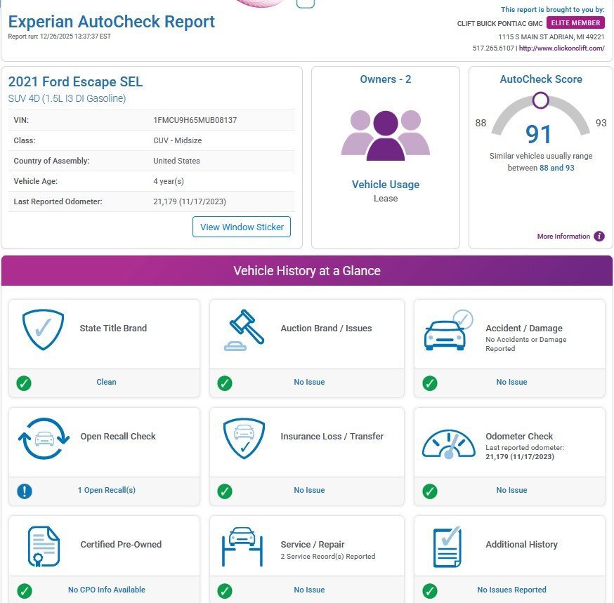 Used 2021 Ford Escape SEL w/ Technology Package image 3